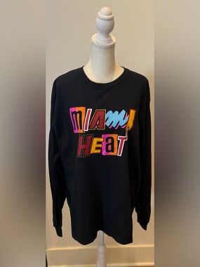 NBA Miami Heat Black Long Sleeve Tee with Multicolor Graphic